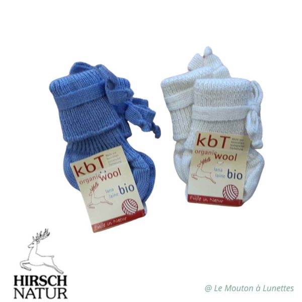 chaussons bébé pure laine hirsch natur chaussettes pour nouveau-né