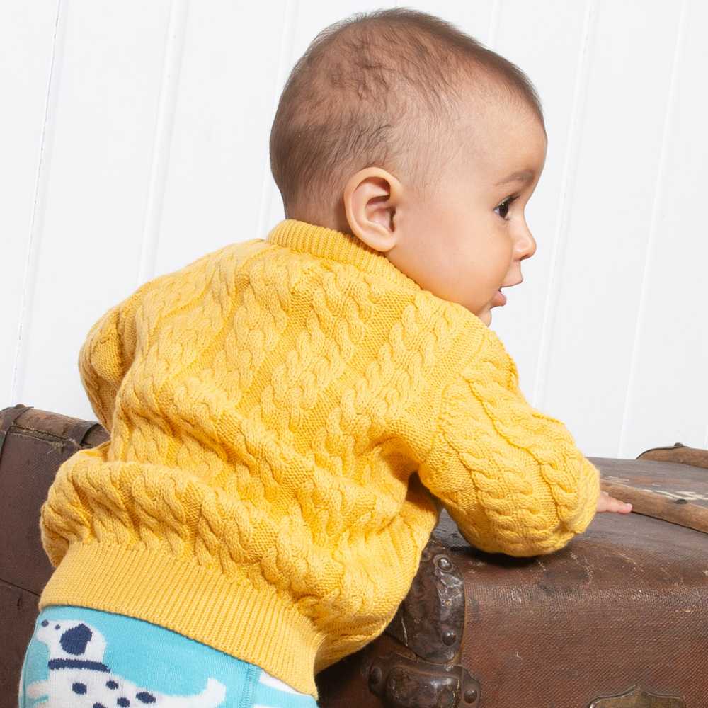Gilet coton bio enfant Kite clothing jaune soleil a torsades