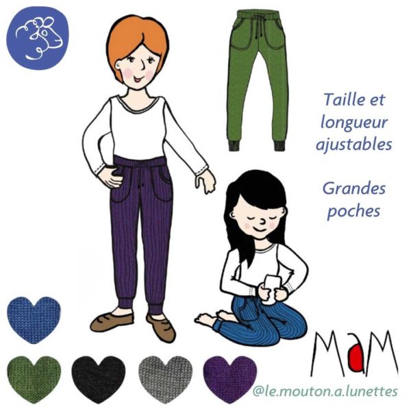 joggers merinos femme MaM pantalon en laine ado et adulte
