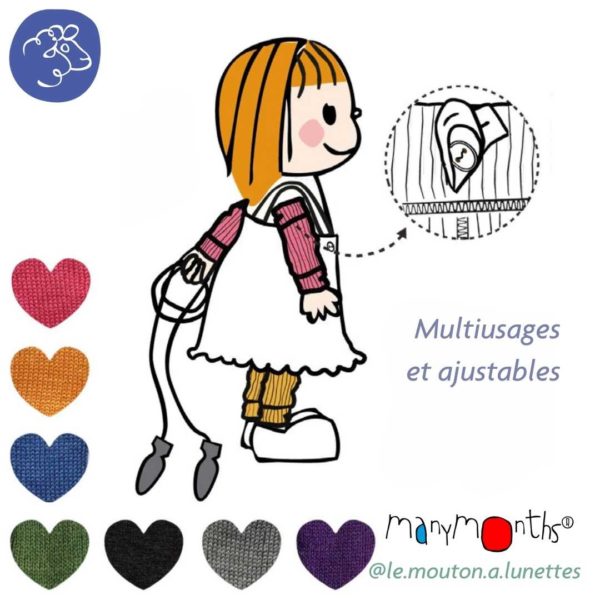 jambières manymonths enfant tube warmers laine mérinos