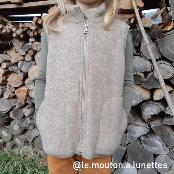 polaire enfant sans manches laine polaire bio engel natur laine mérinos gilet à zip brun noix