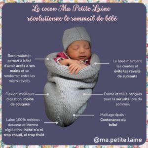 cocon de naissance Ma petite laine pour bébé laine merinos made in France location le mouton à lunettes