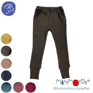 pantalon joggers enfant evolutif manymonths en laine mérinos brun hippopotamus