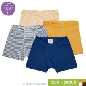 boxers en coton bio pour enfant loud and proud