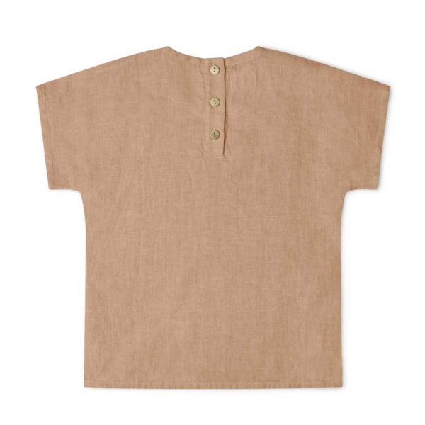 t-shirt en lin enfant matona boutons bois beige rosé rosewood