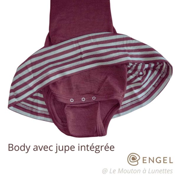 body jupe pour bébé en laine mérinos et soie Engel natur rose cuivre