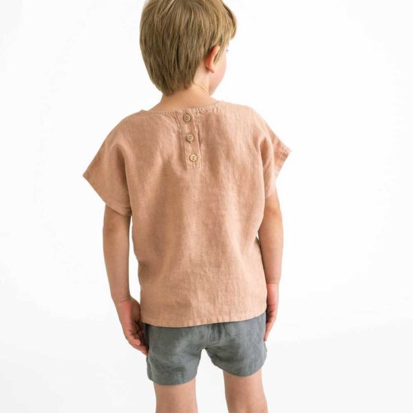 t-shirt en lin enfant matona boutons bois