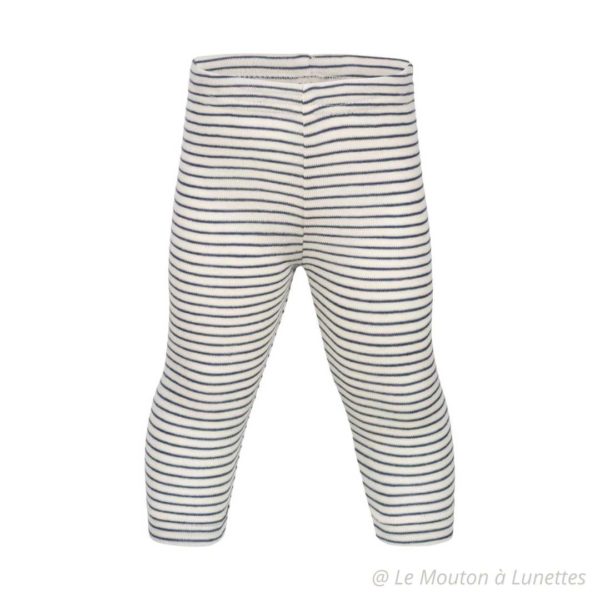 leggings bébé laine mérinos et soie engel natur rayures bleu marine collant laine bébé sans pieds