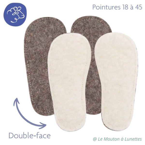 semelles en laine barefoot double face semelles chaudes isolantes pour chaussures minimalistes en laine feutrée et laine polaire