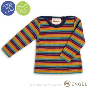 haut laine soie bébé multicolore engel natur rayures arc en ciel laine mérinos bio