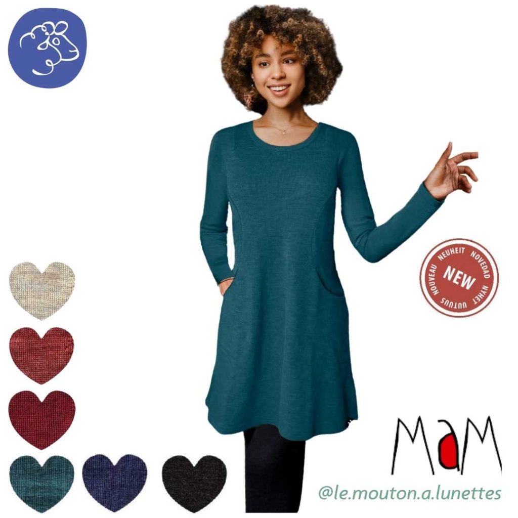 MaM robe saaga tunique laine merinos 2025 teal